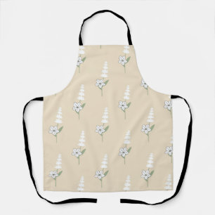 Beige Floral Bohemian Botanical Pattern Apron