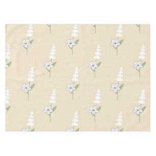 Beige Floral Bohemian Botanical Pattern Tablecloth