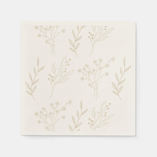 Beige Floral Boho Wedding Napkin (Front)
