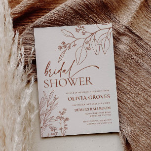 Beige Floral Botanical Bridal Shower Invitation