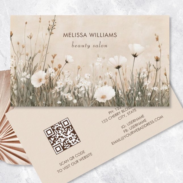 Beige Floral Business Card (Creator Uploaded)