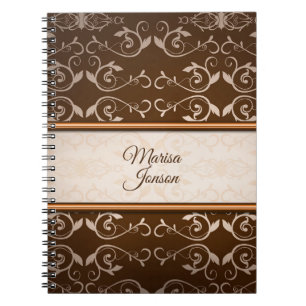 Beige Floral Damask Notebook