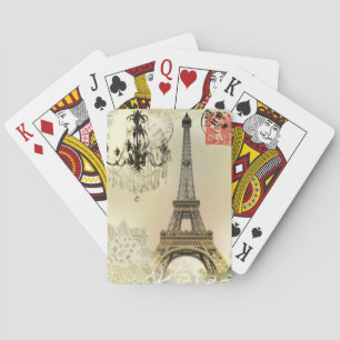 beige floral lace chandelier paris eiffel tower playing cards