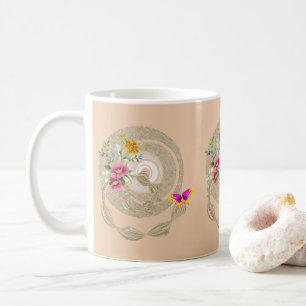 Beige Floral Mug