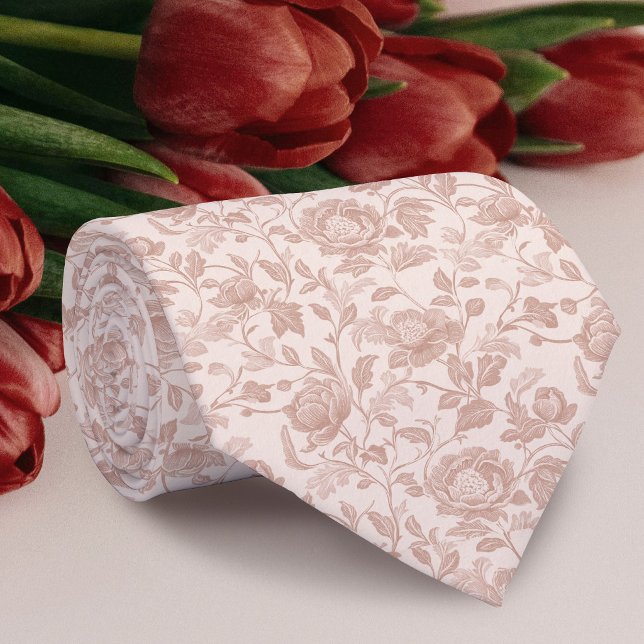 Beige floral pattern neck tie (Creator Uploaded)