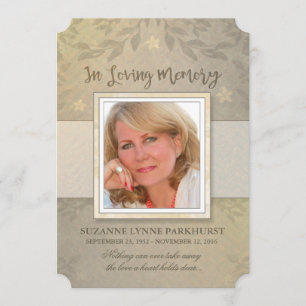Beige Floral Photo Memorial Service Invitation