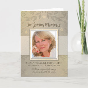 Beige Floral Photo Memorial Service Invite