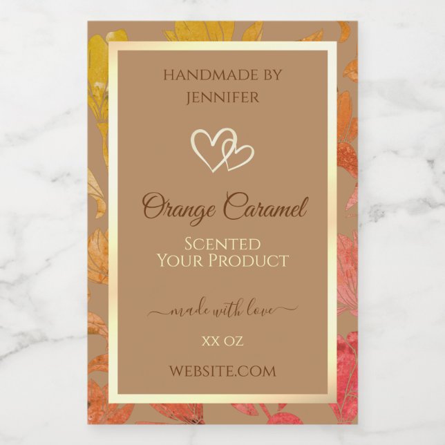 Beige Floral Product Packaging Labels with Hearts (Single Label)