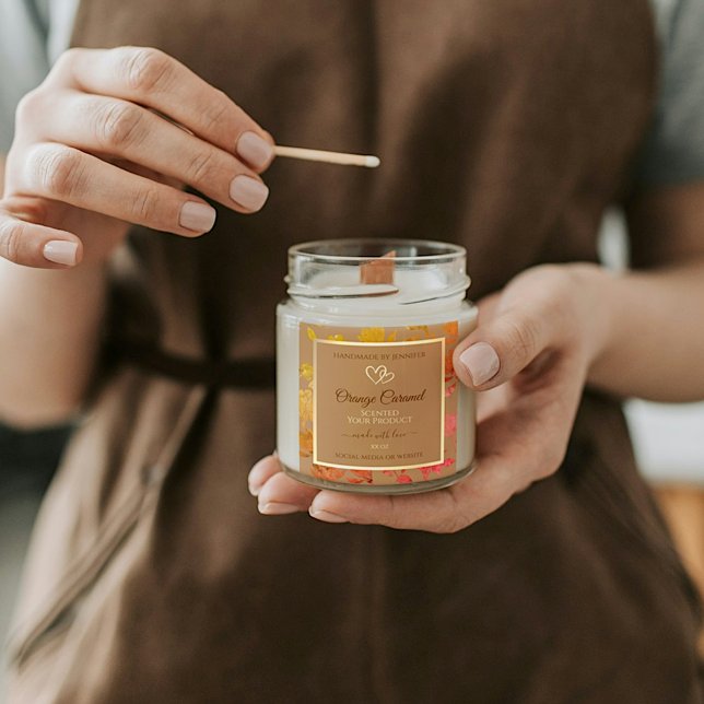 Beige Floral Product Packaging Labels with Hearts (Creator Uploaded)