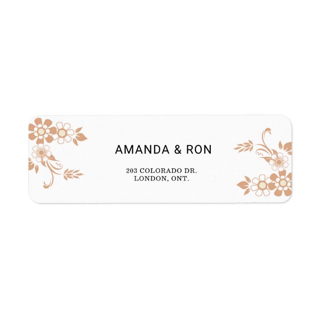 Beige Floral Return Address Label (Front)