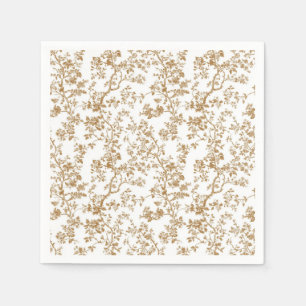 Beige Floral Sprigs Cocktail Paper Napkins