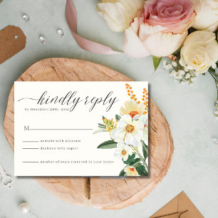 Beige Floral Spring Garden Wildflower Wedding  RSVP Card