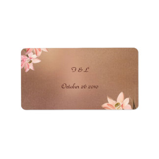Beige Floral Wedding Label
