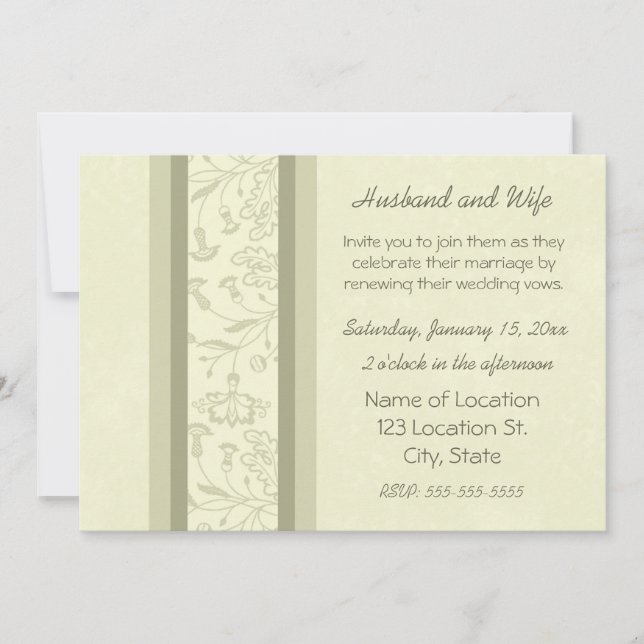 Beige Floral Wedding Vow Renewal Invitations (Front)
