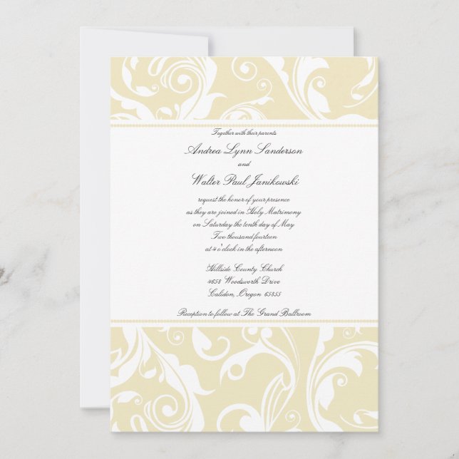 Beige Flourish Classic Wedding Invitation (Front)