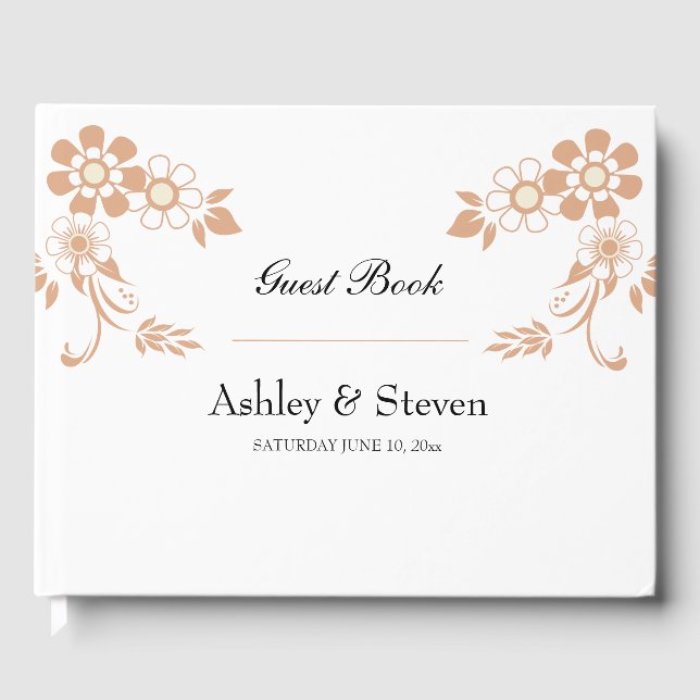 Beige Flower Wedding Guest Book (Front)