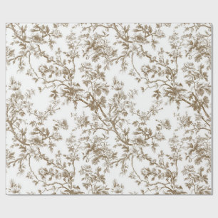 Beige Flowering Branches Wrapping Paper