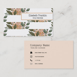 Beige Flowers Pattern Business Card