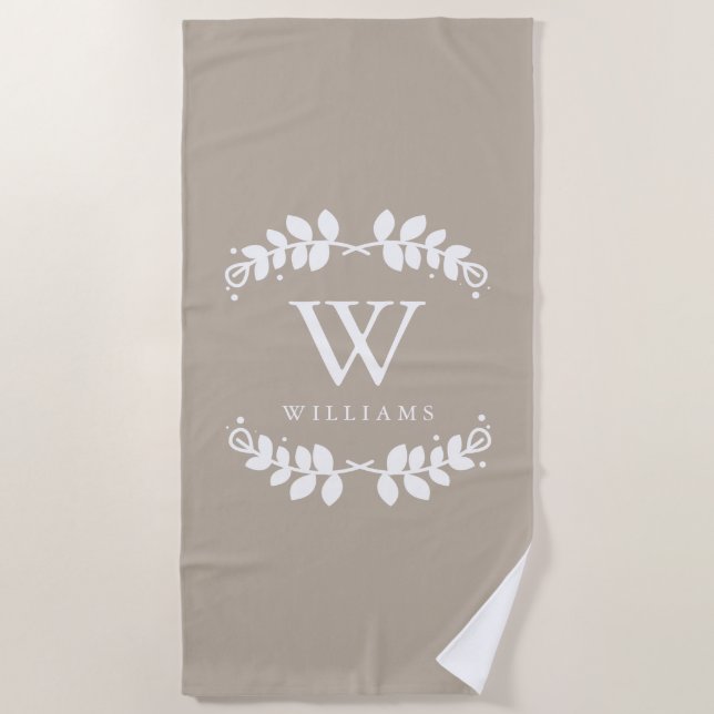 Beige Framed Monogram Beach Towel (Front)