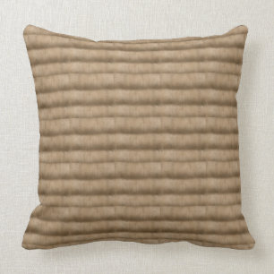 Beige Furry Stripes Cushion