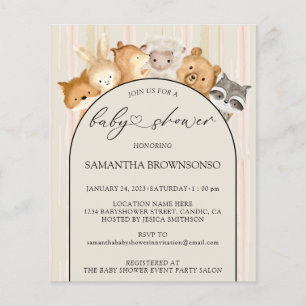 Beige Gender Neutral Animals Baby Shower Budget Flyer