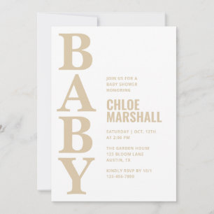 Beige Gender Neutral Baby Shower Invitation