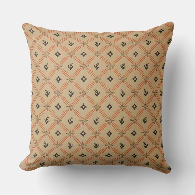 Beige Geometric Design Cushion (Front)