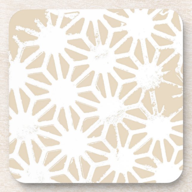 Beige geometric pattern coaster (Front)