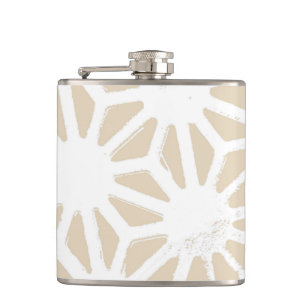 Beige geometric pattern hip flask