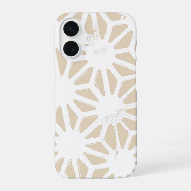 Beige geometric pattern iPhone 16 case (Back)