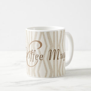 Beige Geometric Pattern Monogram Good Coffee Mug
