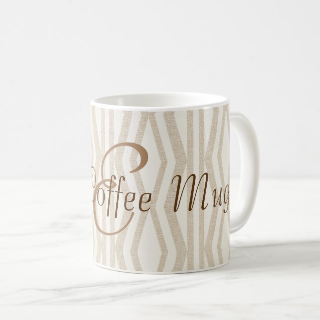 Beige Geometric Pattern Monogram Good Coffee Mug (Front Right)