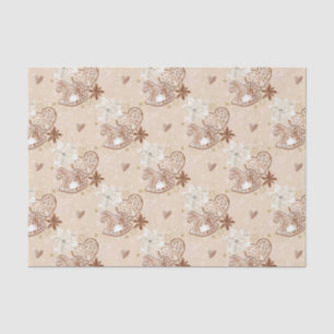 Beige Gingerbread Rocking Horse Cookie Pattern Tissue Paper