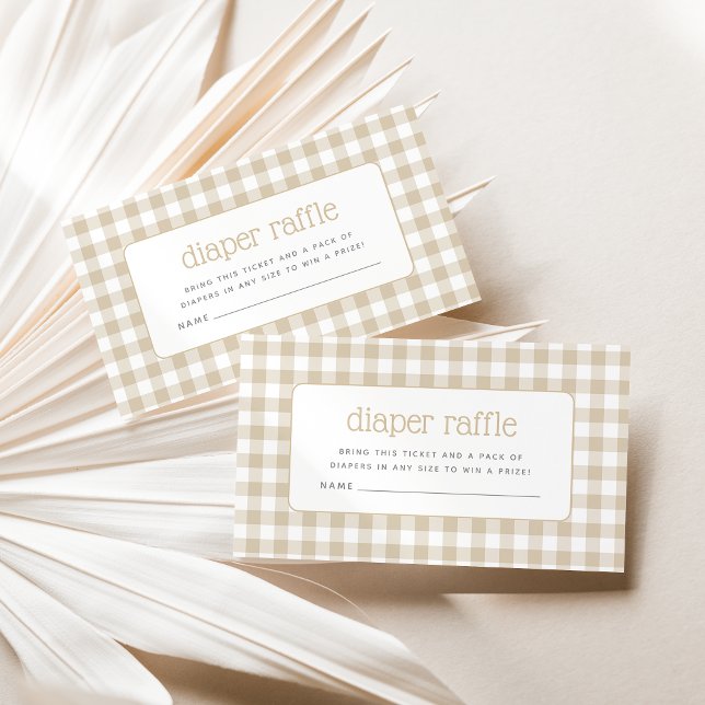 Beige Gingham Baby Shower Diaper Raffle Enclosure Card (Creator Uploaded)