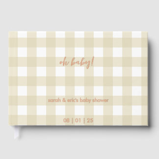 Beige Gingham Baby Shower Guest Book