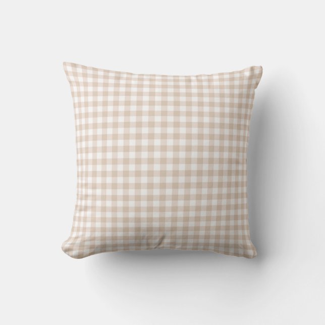Beige Gingham Cushion (Front)