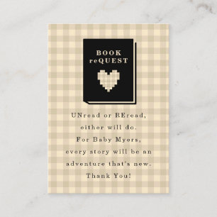 Beige Gingham Heart Book Request Enclosure Card