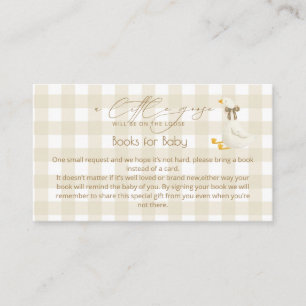 Beige Gingham Little Goose Books for Baby Enclosure Card