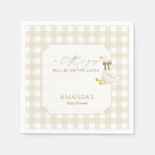 Beige Gingham Little Goose Books for Baby  Napkin