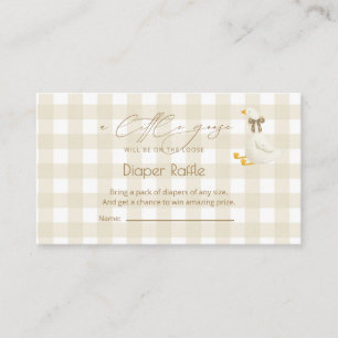 Beige Gingham Little Goose Diaper Raffle Enclosure Card