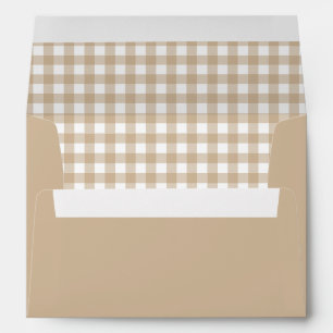 Beige Gingham Plaid Envelope