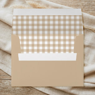 Beige Gingham Plaid Envelope