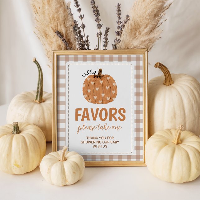 Beige Gingham Pumpkin 8x10 Favour Table Sign (Creator Uploaded)