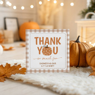 Beige Gingham Pumpkin Favour Thank You Tag