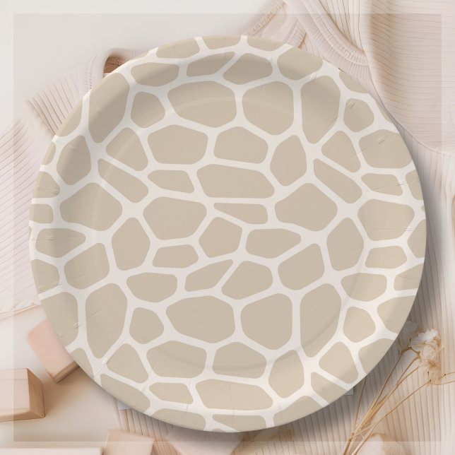 Beige Giraffe Animal Print  Paper Plate (Creator Uploaded)