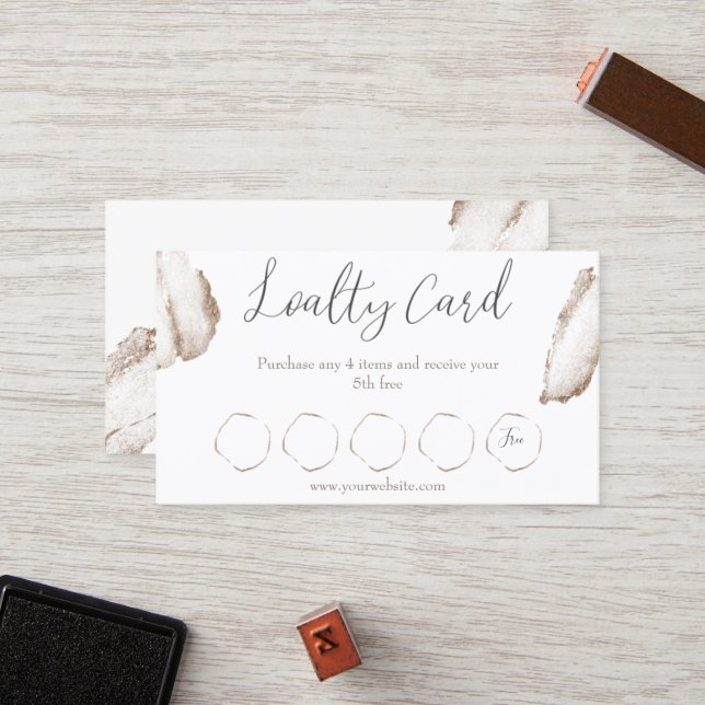 Beige & Gold Business Loyalty Card (Front/Back In Situ)