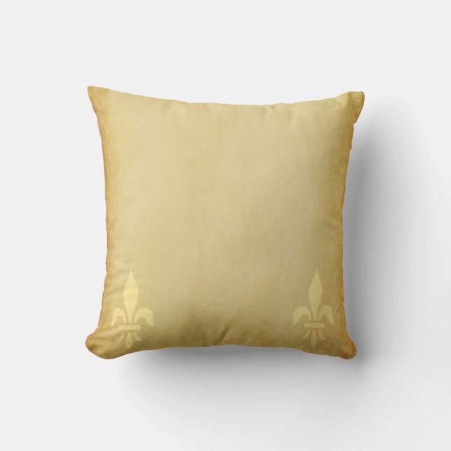 Beige gold de luxe French style fleur de lis Cushion (Front)