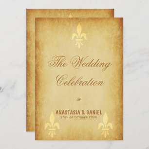 Beige gold de luxe French style fleur de lis Invitation