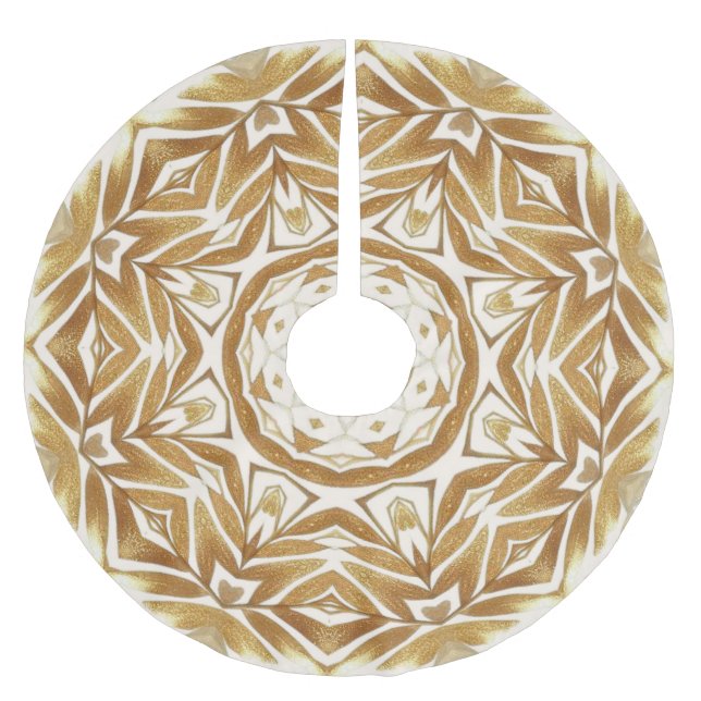 Beige Gold Decorative Christmas Tree Skirt (Front)