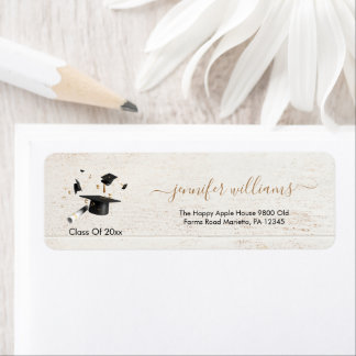 Beige Gold Double Graduation Return Address Label